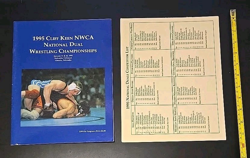 1995 Cliff Keen NWCA National Dual Wrestling Championships Program Lincoln NE