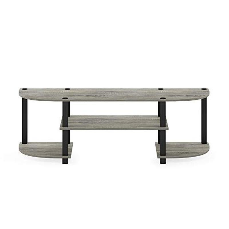 TV Entertainment Center 4-Tier Storage Shelf Sturdy Wood Easy Assembly Grey New