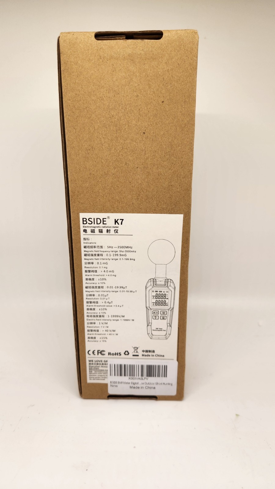 K7 EMF Meter Electromagnetic Field Radiation Detector Battery Powered