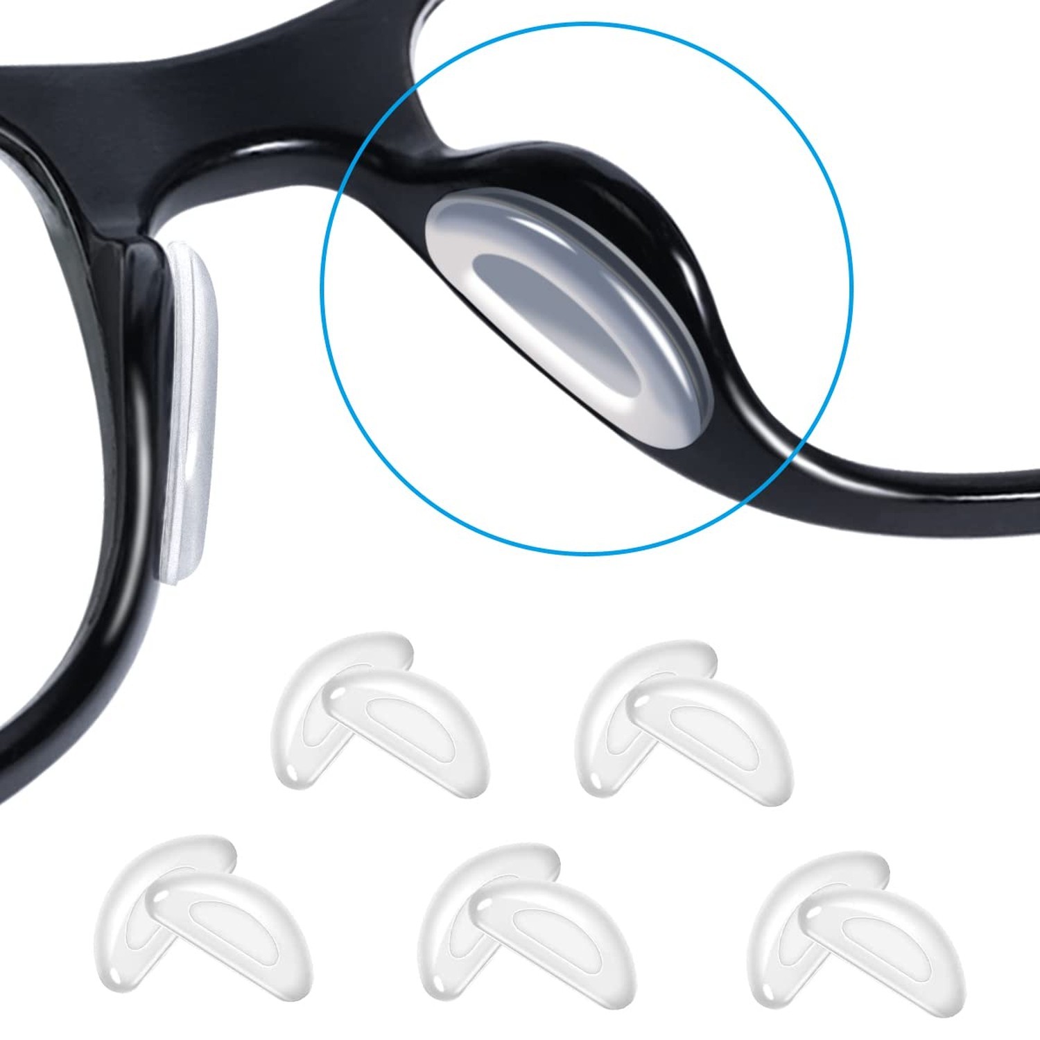 Eyeglass Nose Pads,5 Pairs of Silicone Nose Pads for Glasses,Anti-Slip Soft N...