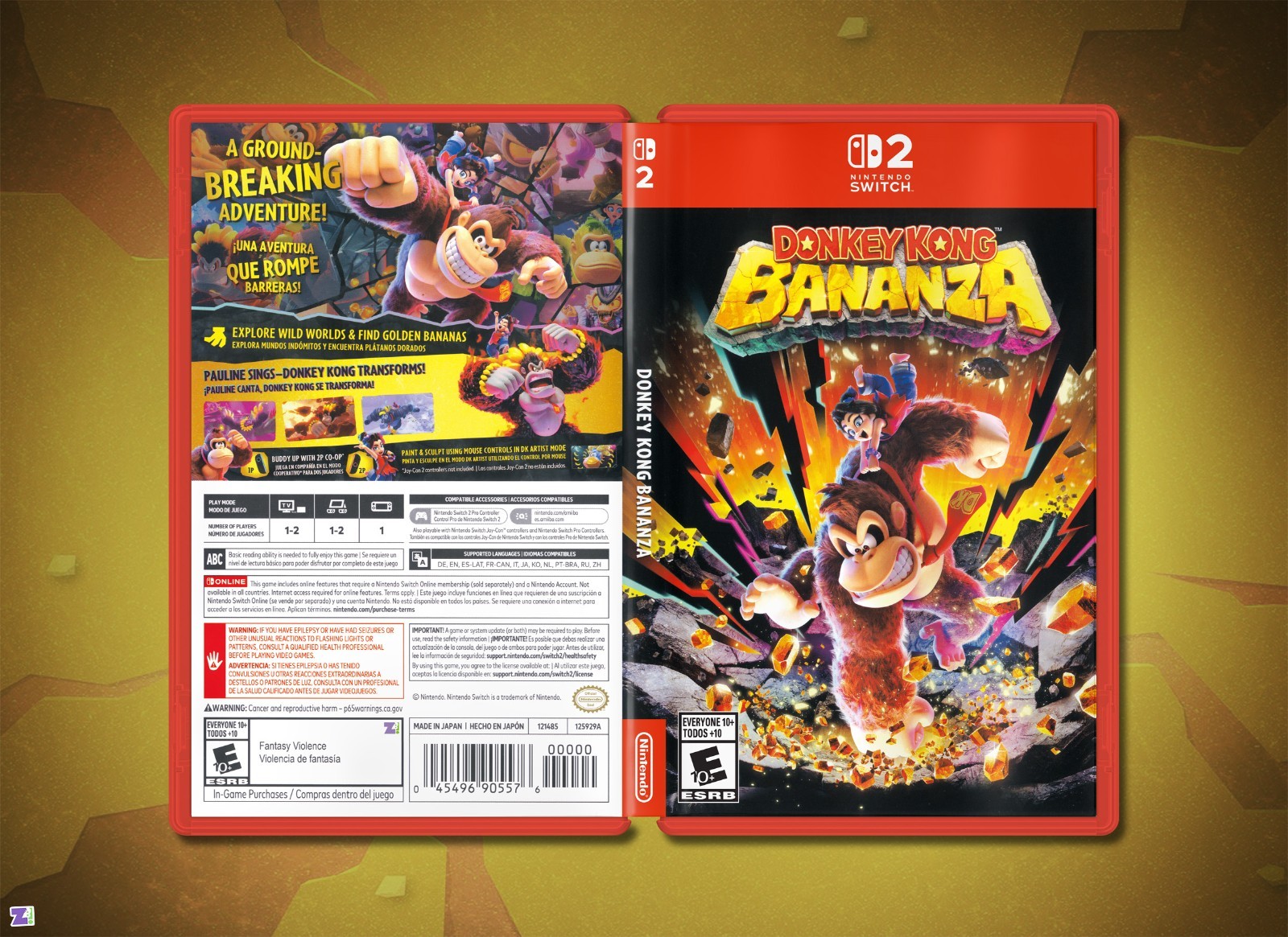 Donkey Kong Bananza COVER ART: Double-sided Insert / Case - Nintendo Switch (US)