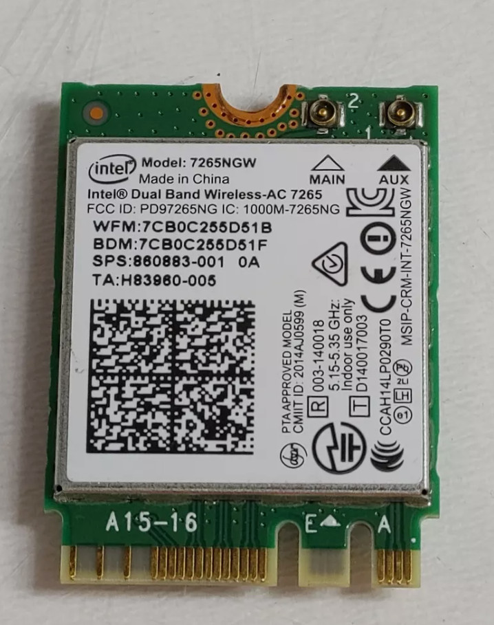 Intel 7265NGW Wireless-AC 7265 802.11ac M.2 Wireless Card + Bluetooth