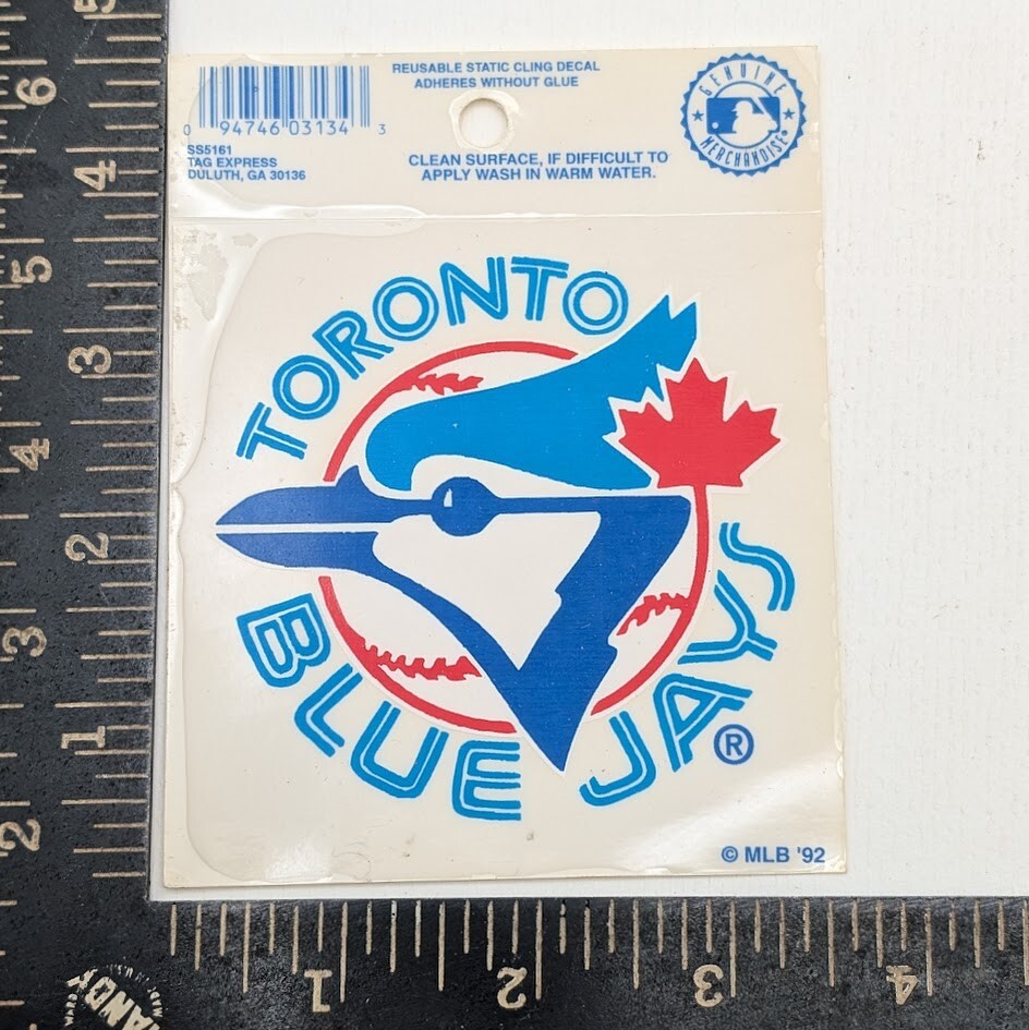 Vintage 1992 Toronto Blue Jays Static Cling Decal – MLB Licensed NOS
