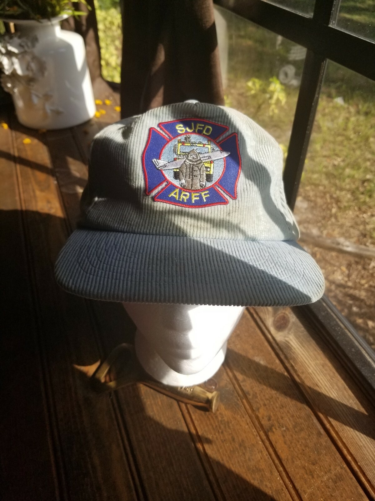 Vintage ARFF Corduroy Hat SJFD Airport Patch California
