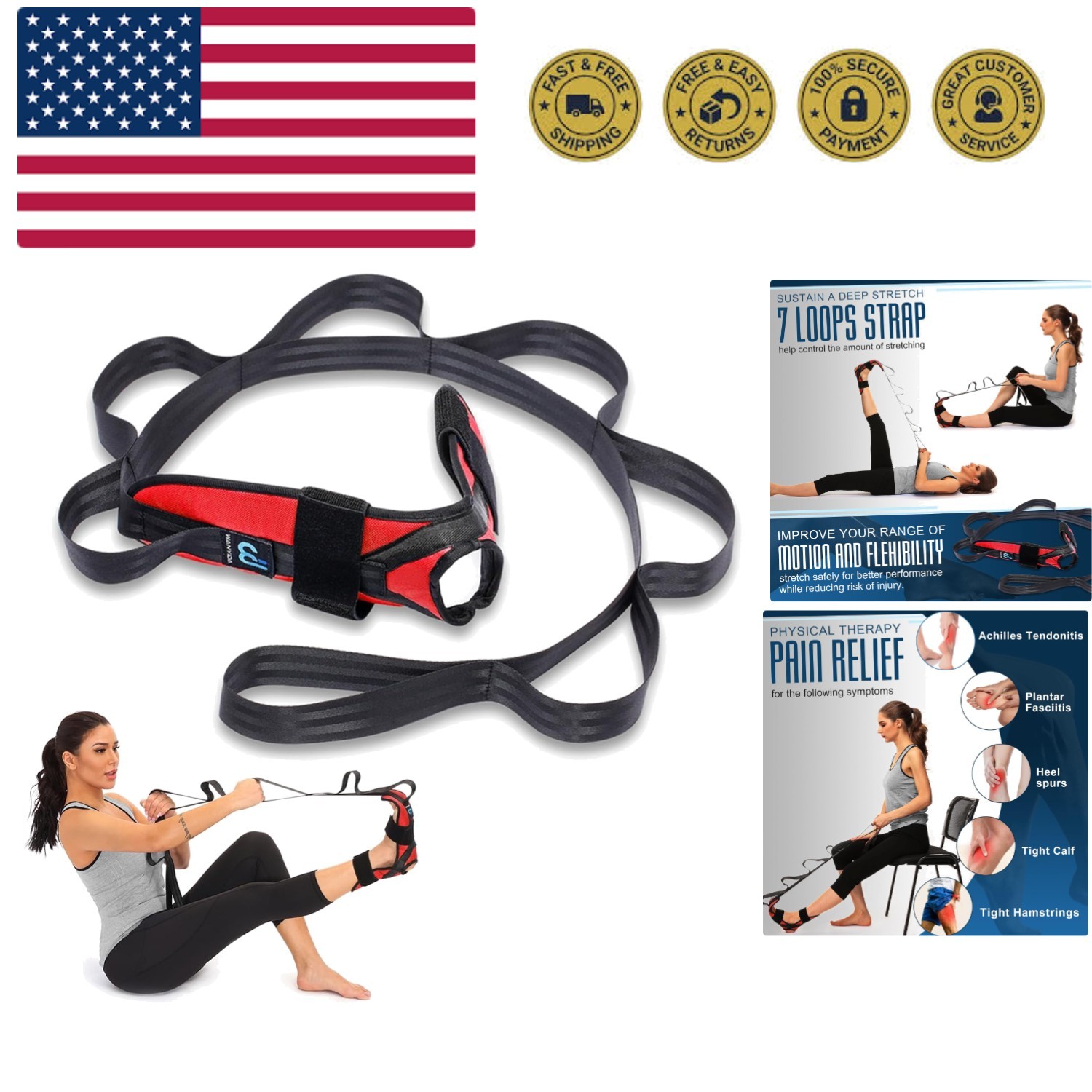 Foot Calf stretcher for Plantar Fasciitis, Achilles Tendonitis, Heel Spurs, D...