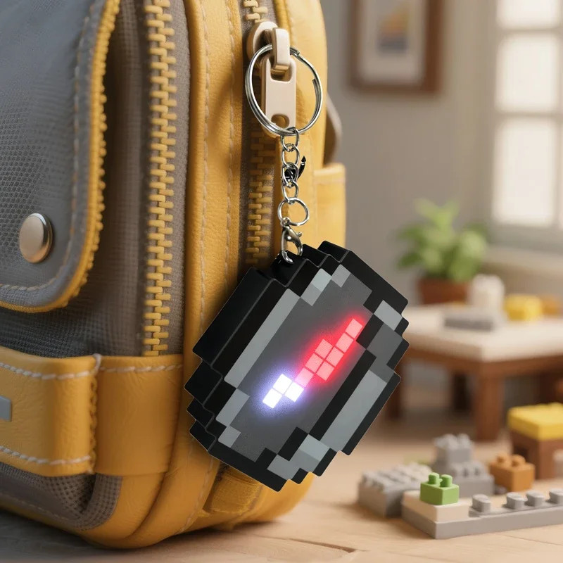 Rechargeable LED Compass Keychain Pendant Movable Pixel Wind Design Toy Gift