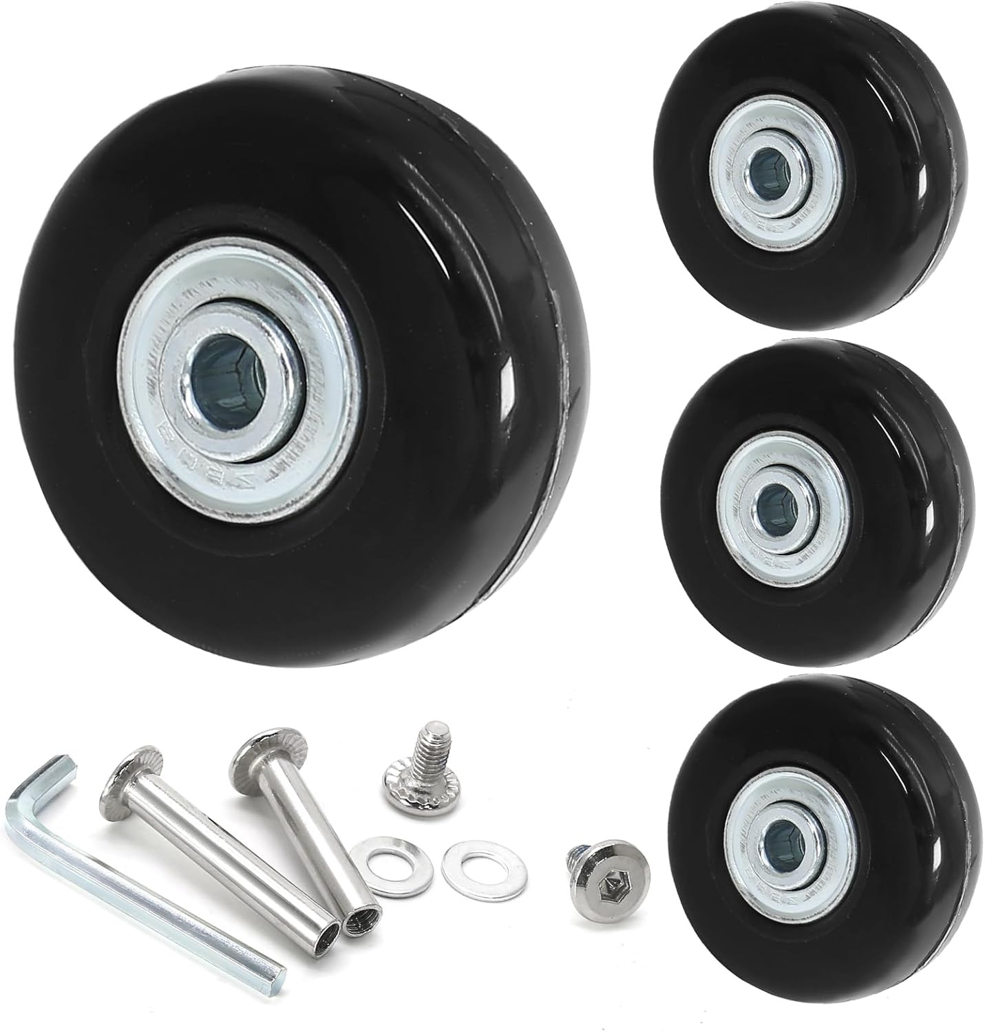 4pcs 45 x 18mm Luggage Wheels Black Rubber Suitcase Wheels Repair Kit