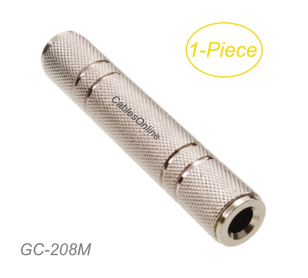 1/4" (6.35mm) Stereo TRS Female to Female Metal Coupler Adapter, GC-208M