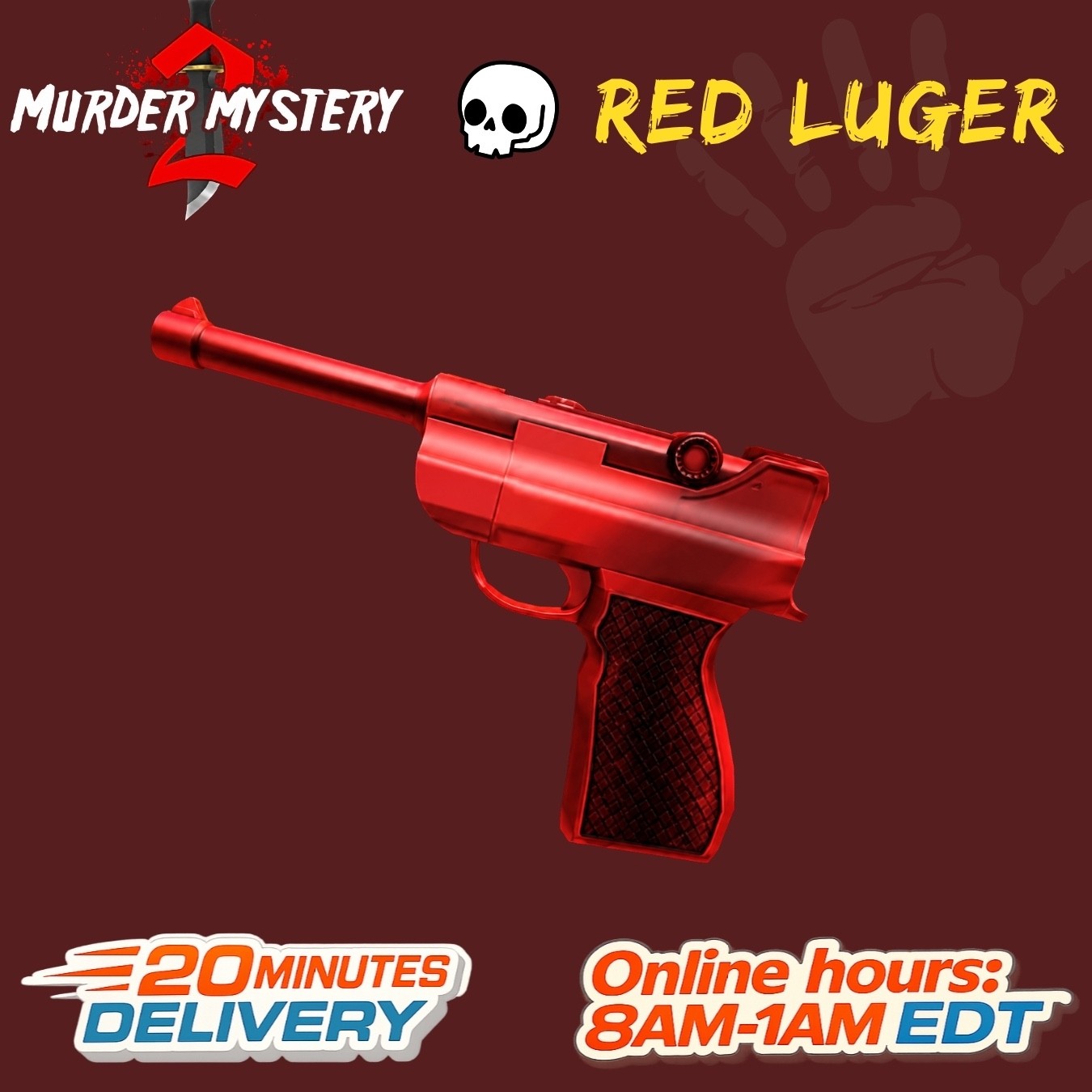 MURDER MYSTERY 2 |MM2 ⚡Red Luger⚡Cheap + Fast Delivery 🚀