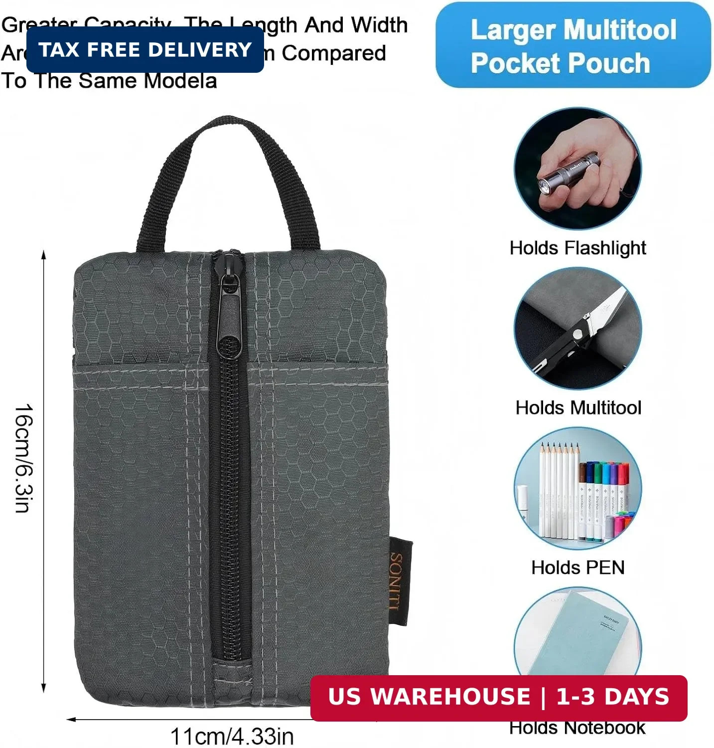 EDC Pouch, Enhanced 3-Layer Fabric - Slim & Compact Pocket Organizer, EDC Tool P