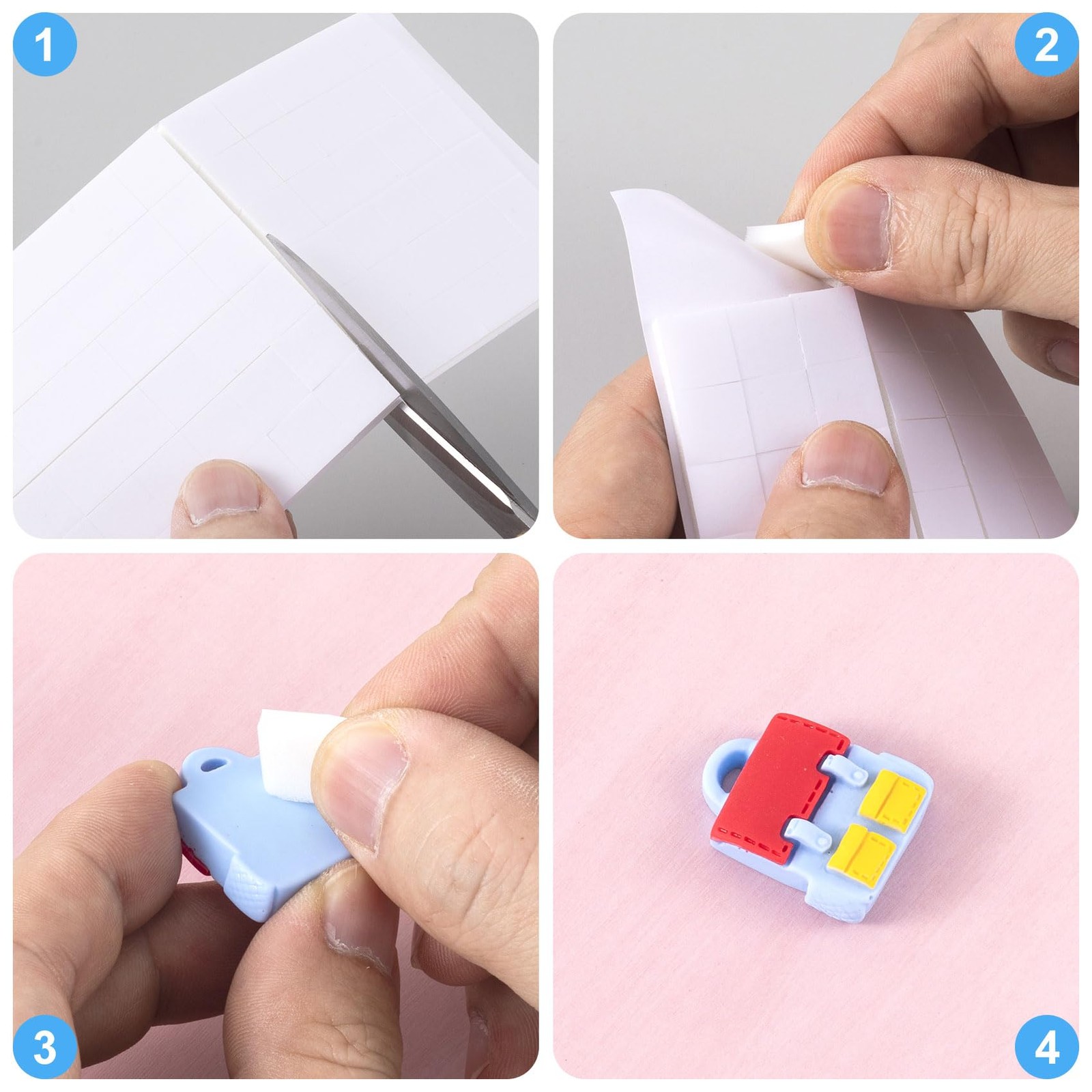 6 Sheets Double Sided Foam Squares, 990pcs, Arts Crafts, White