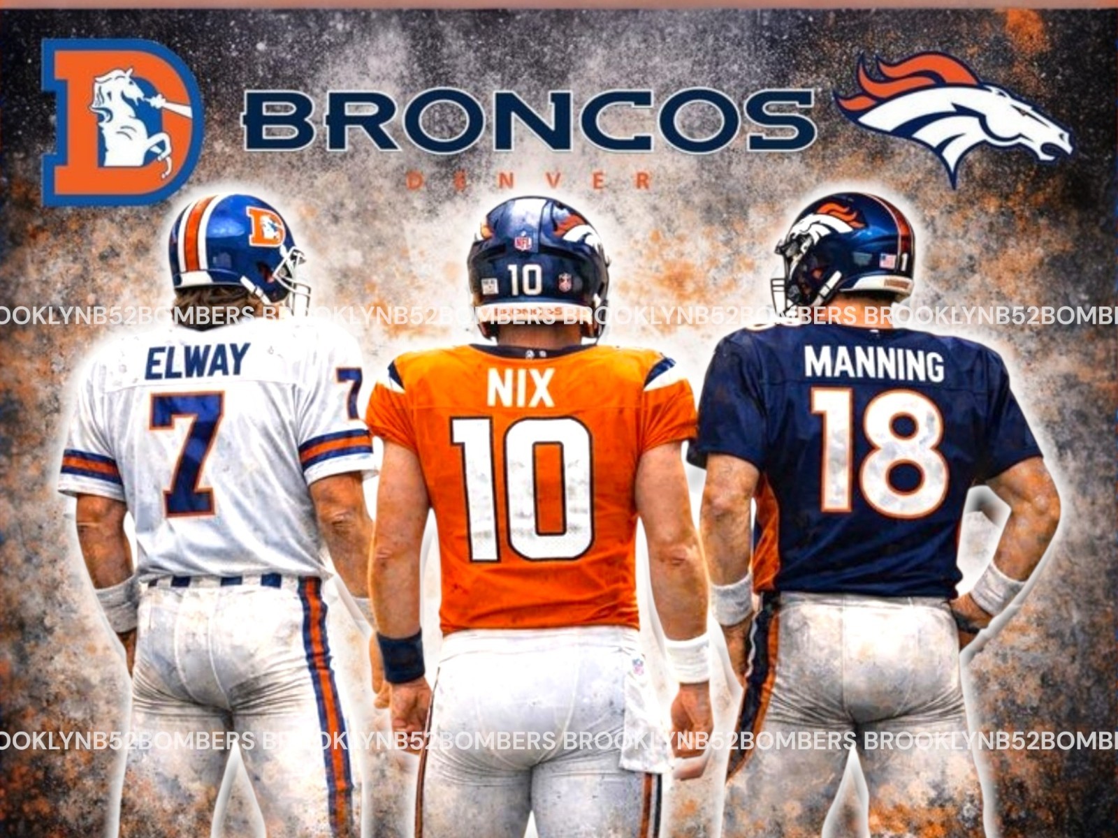 Bo Nix Peyton Manning John Elway 8x10 Glossy Photo