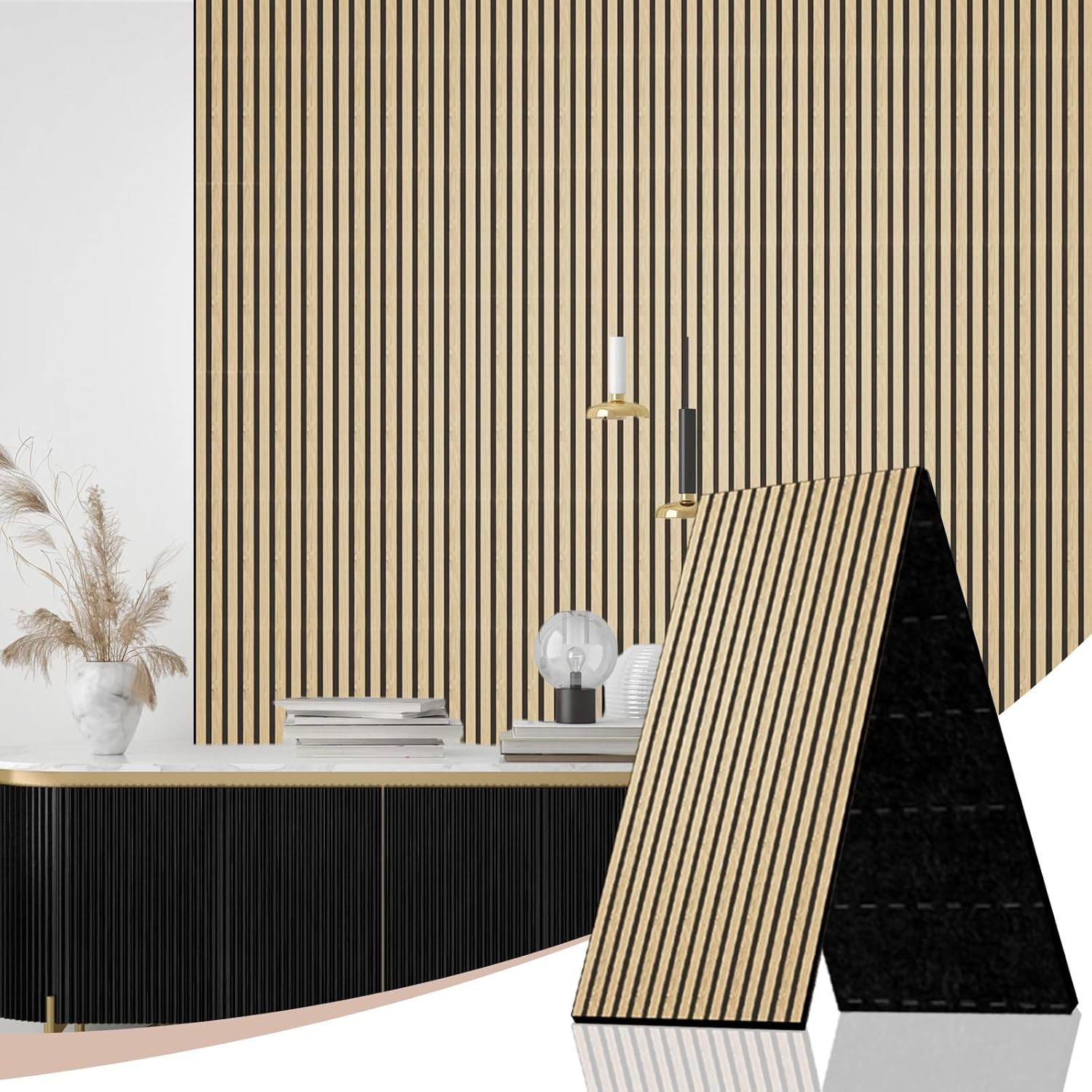3D Acoustic Wood Slat Wall Panels - Classic Oak, 15.5 Sq Ft for Sound Control