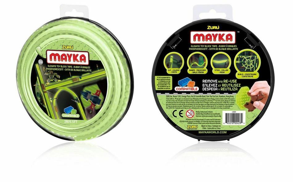 Zuru Mayka Glowing Florescent Neon Green Tape 2M 6.5 FT 2 Stud for LEGO blocks