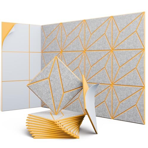 12 Pack 12" X 12" X 0.47" Acoustic Panels Squ-Stripe-12 Pack Orange+SilverGray