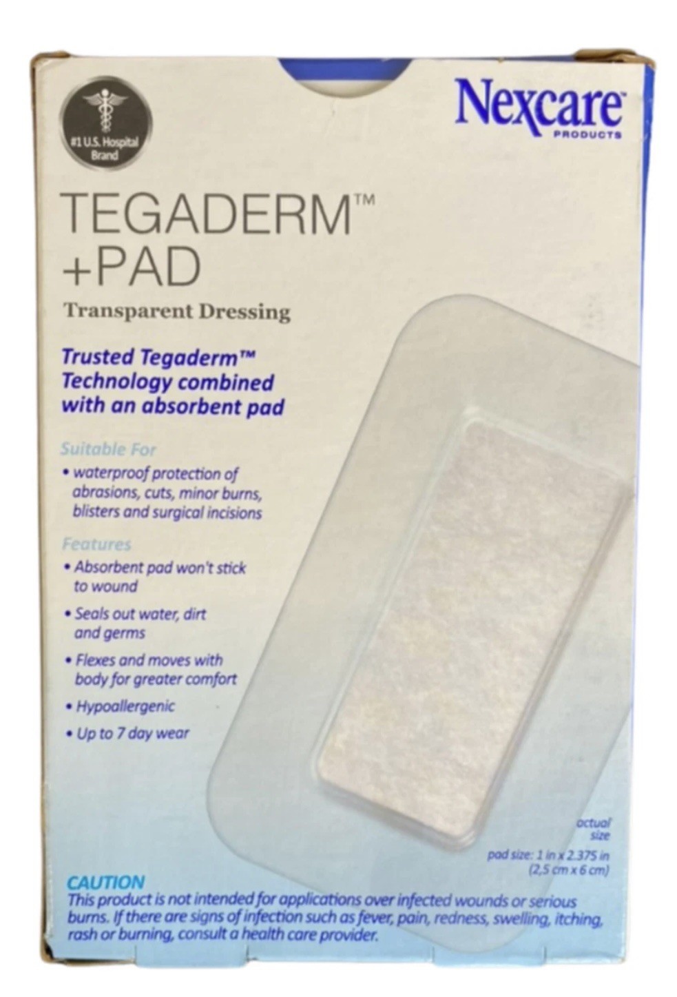 3M Nexcare Tegaderm + Pad Transparent Dressing Showerproof 5 Pack Surgical Grade