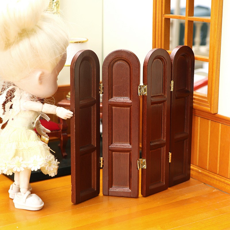1: 12 Dollhouse Mini Furniture Decoration Model Wooden Redwood Screen