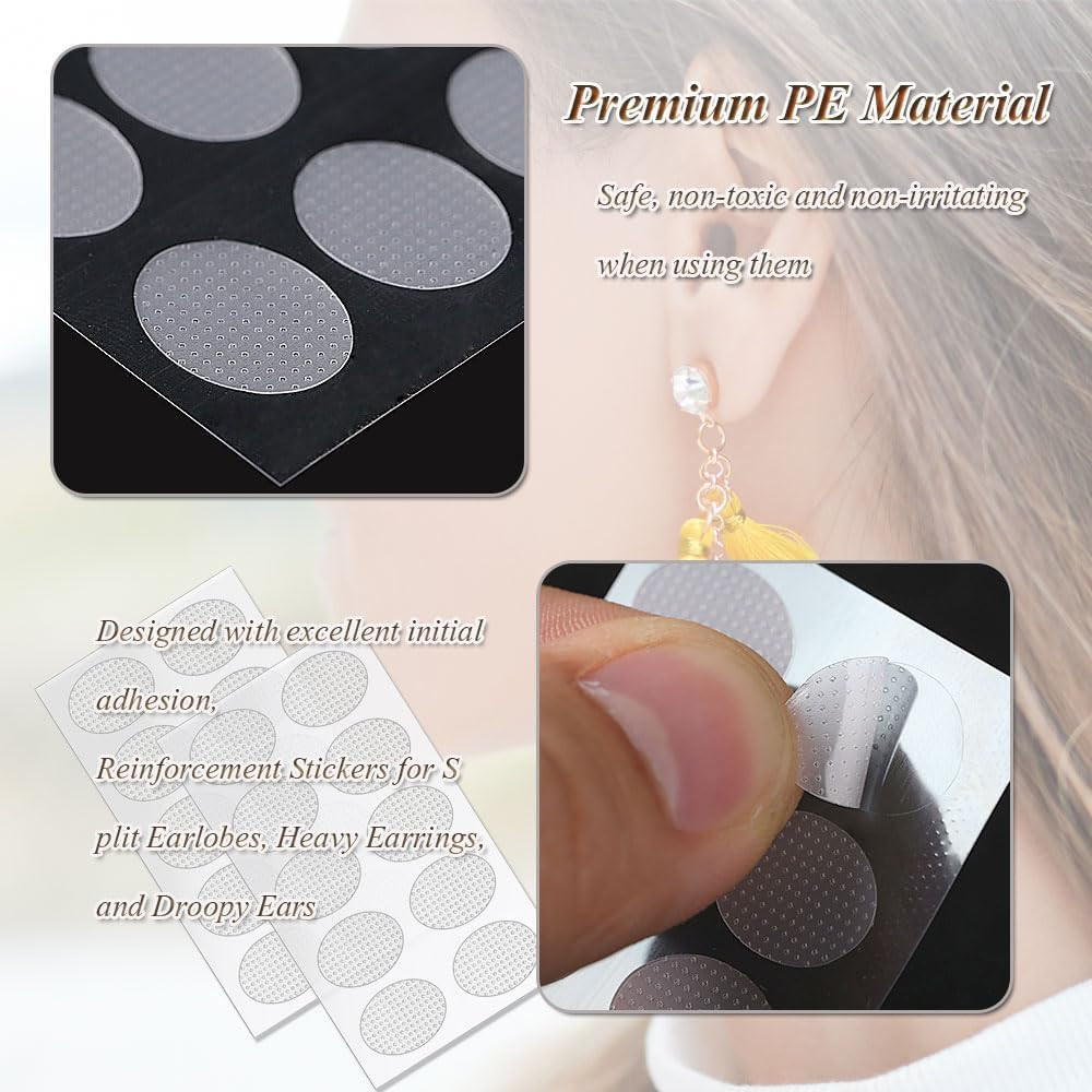 Earring Stickers for Split Earlobes, 200 Pcs Earring Support Patches for Heavy E