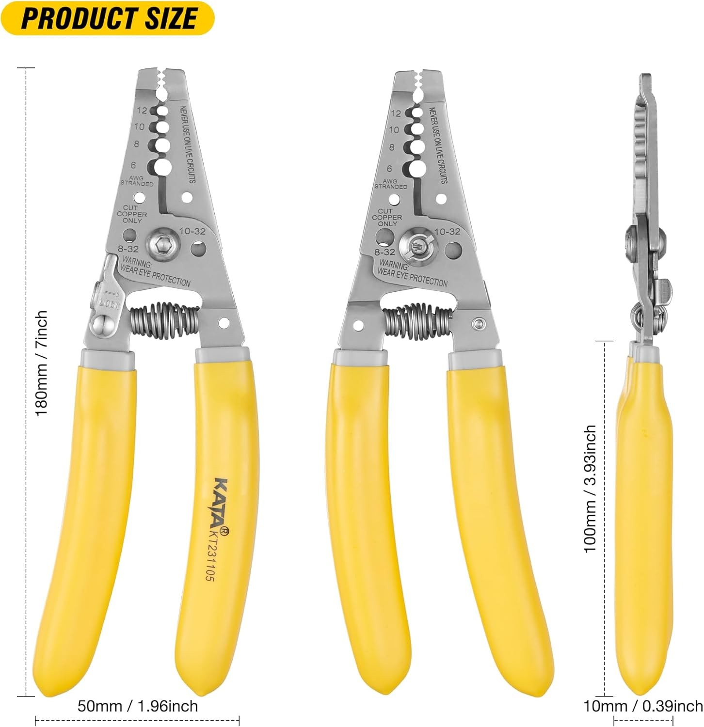7 Inch Wire Stripper, Wire Cutter, Stripping/Cutting Tool for 6-12 AWG Stranded