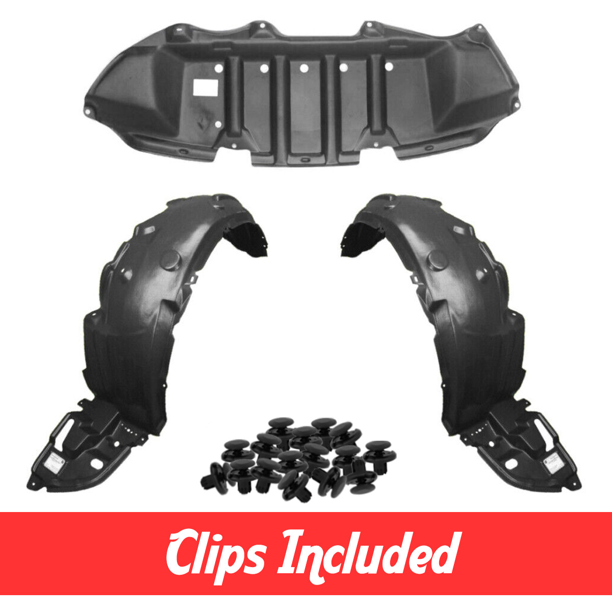 Front Fender Liner & Lower Under Cover Set w/ Clips For 2011-2013 Toyota Corolla
