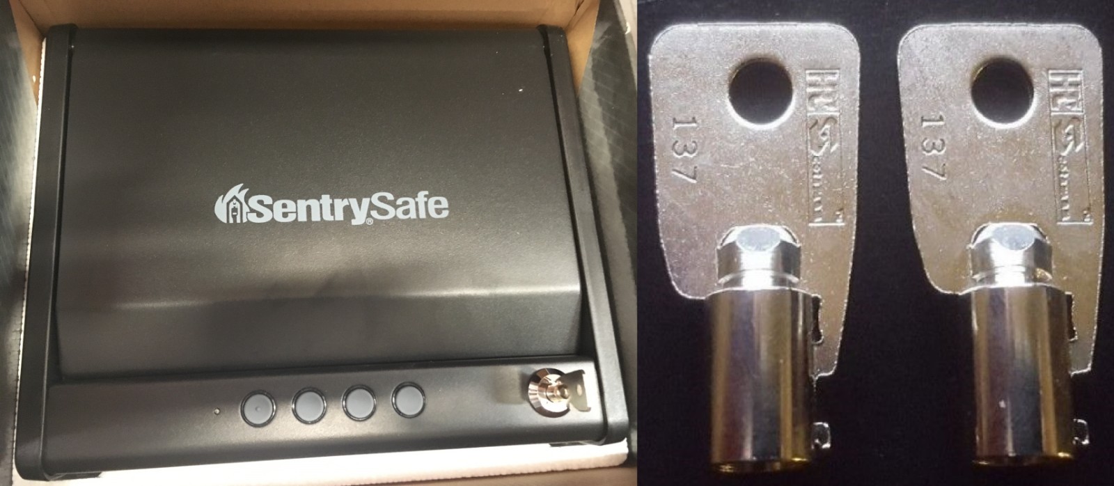 GC01 2 NEW KEYS Sentry Pistol Safe Code: GC01 Handgun Key Models QAP1E & QAP1BE
