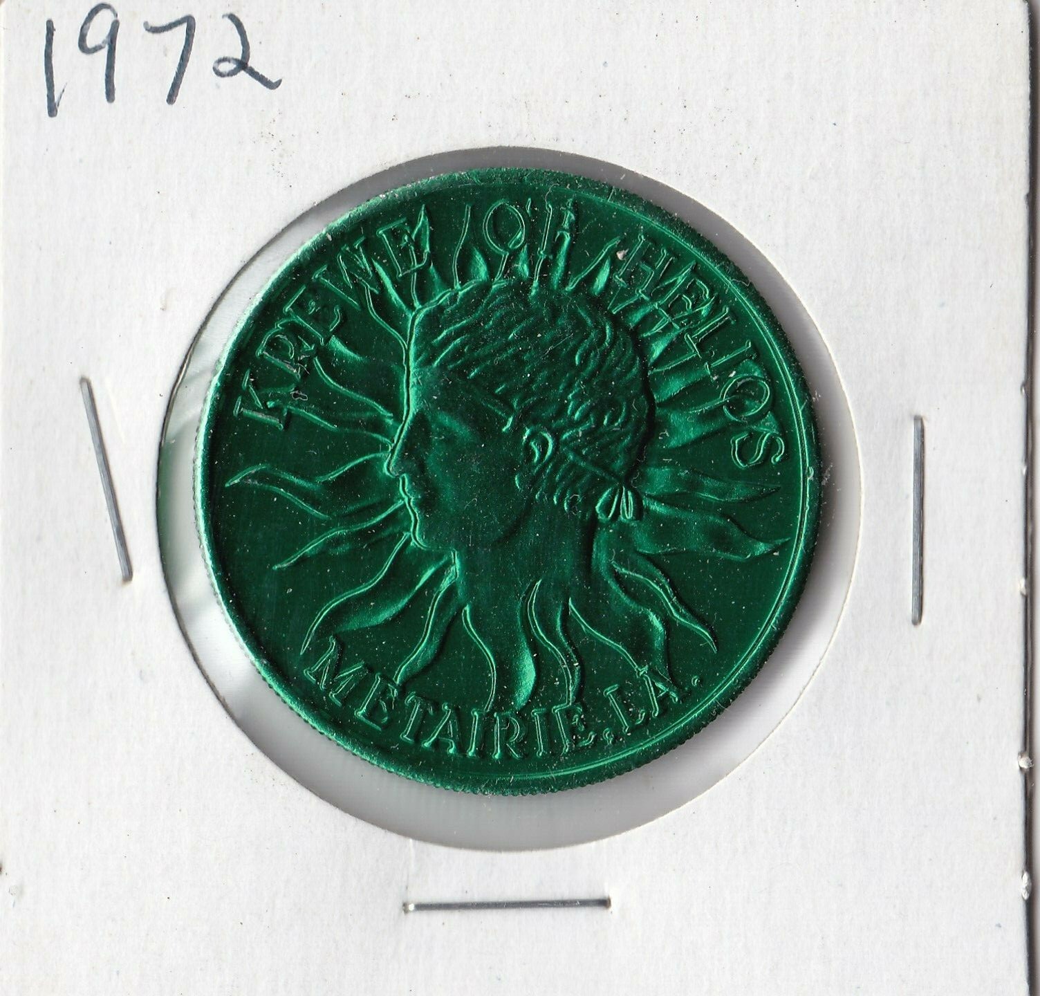 1972 KREWE OF HELIOS 10 GAUGE ALUMINUM  MARDI GRAS DOUBLOON