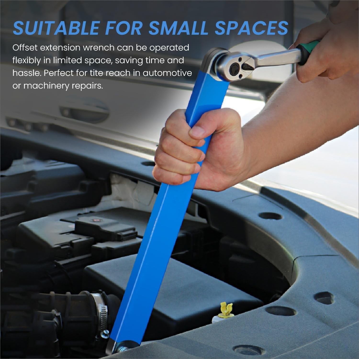DEPOTA Offset Extension Wrench, Zero Degree Ratchet Set Impact Blue