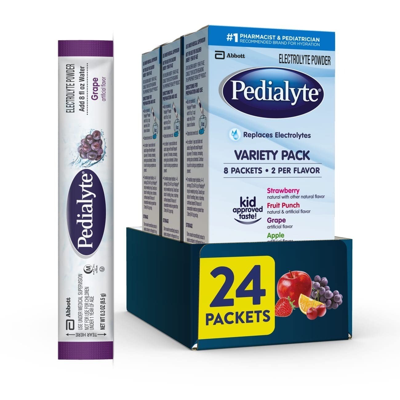 Pedialyte Electrolyte Powder Packets - Hydration Drink Mix Variety Pack