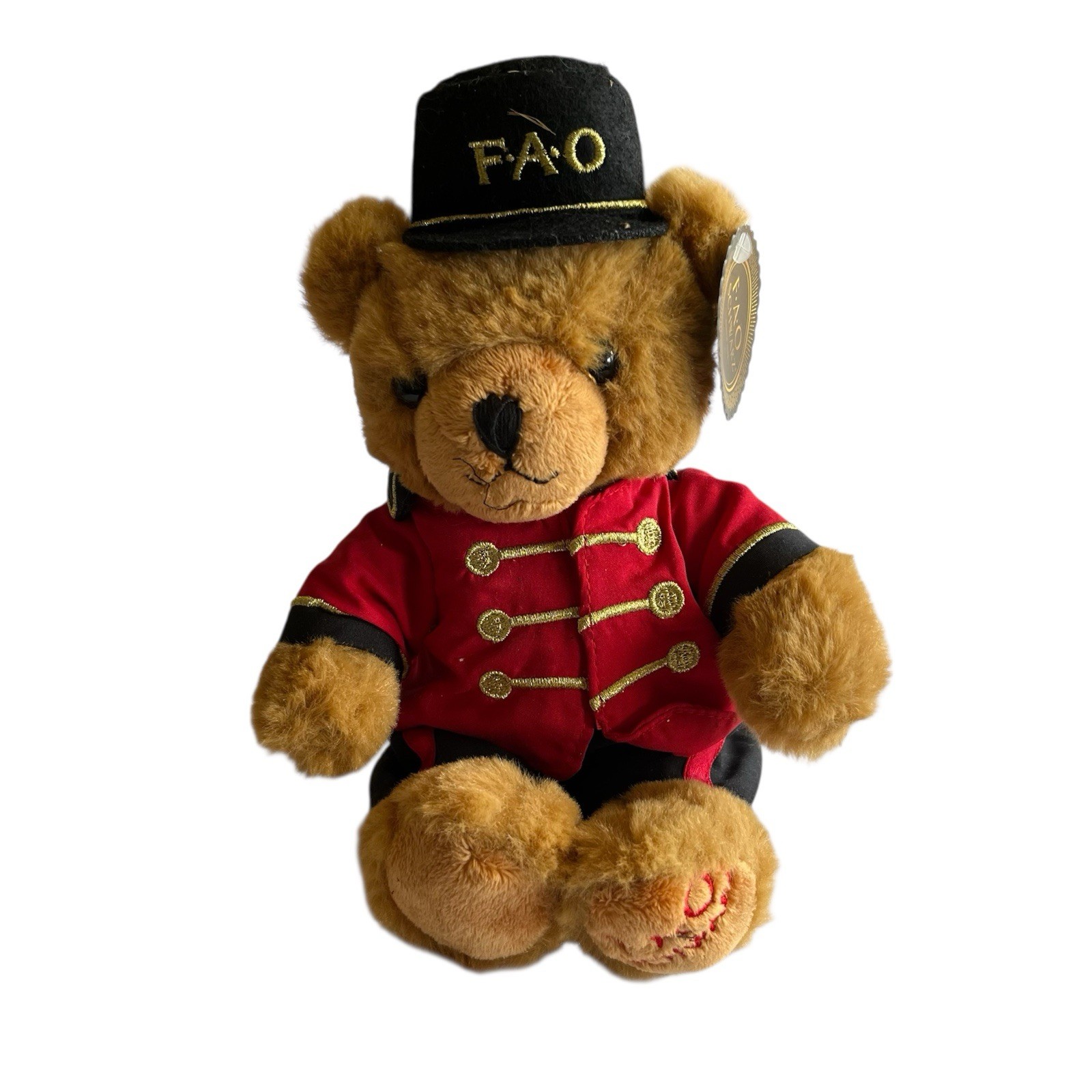 FAO Schwarz Bear Plush Soldier Christmas Stuffed Animal Approx. 11 1/2” Tall