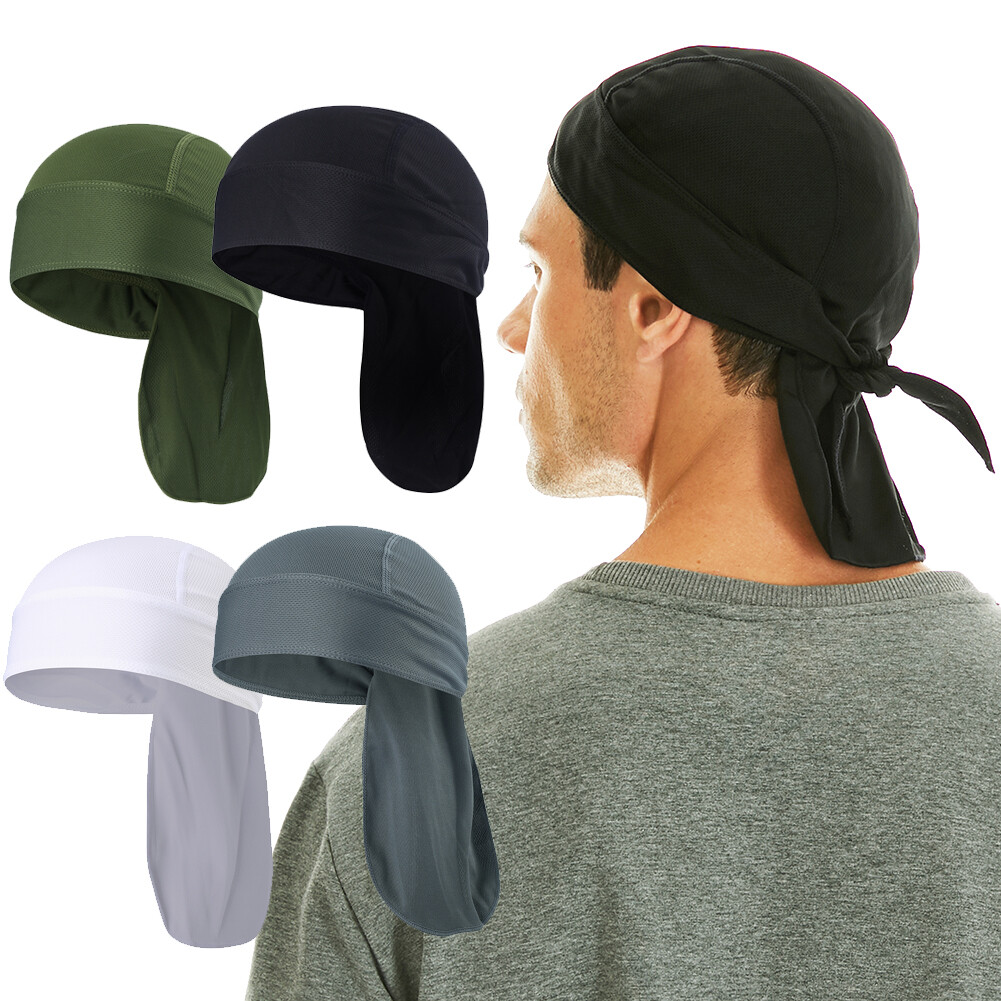 Men Durag Du Rag Headwear Head Wrap Skull Cap Bandana Headband Beanie Bike Hat