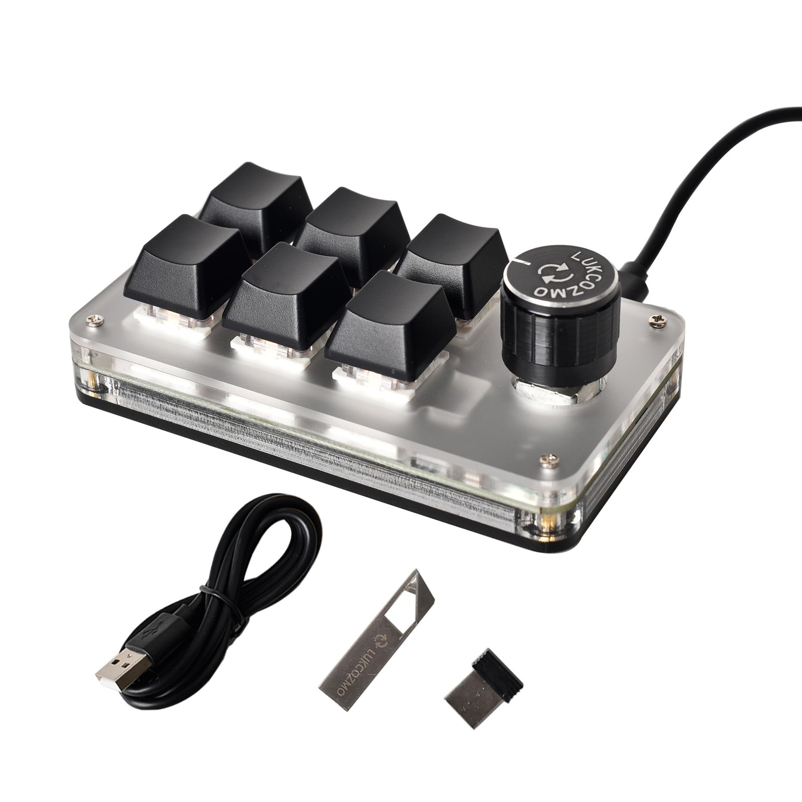 6-Key Macro Pad Programmable Mini Mechanical Gaming Keyboard with Knob BT