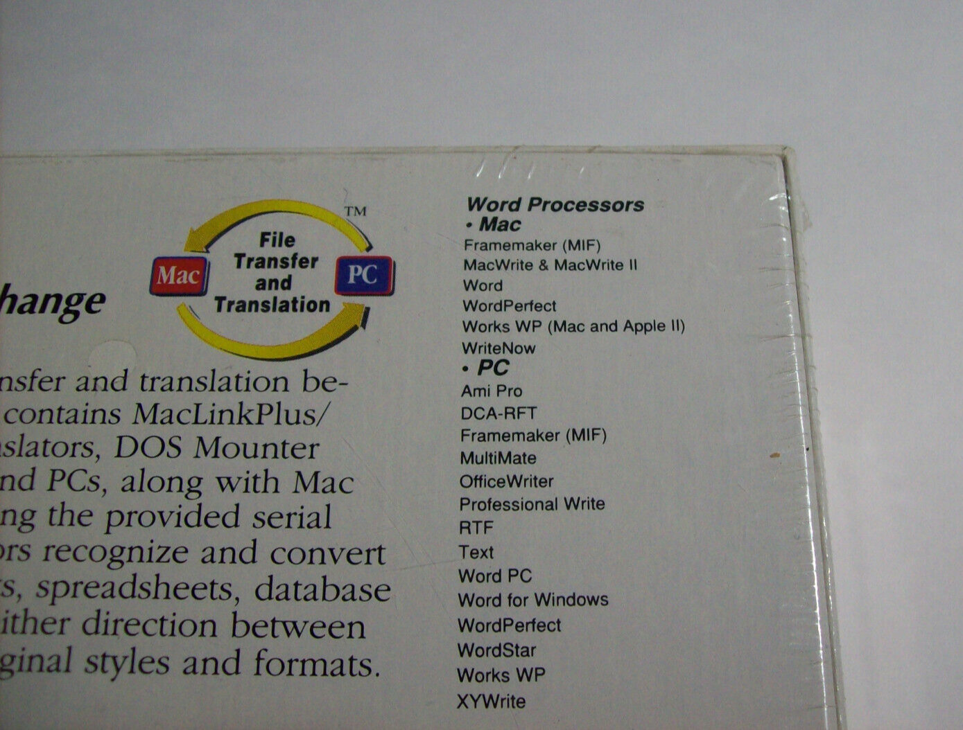 Mac Link Plus PC Version 6: Mac and PC File Exchange Software, NEW OLD STOCK