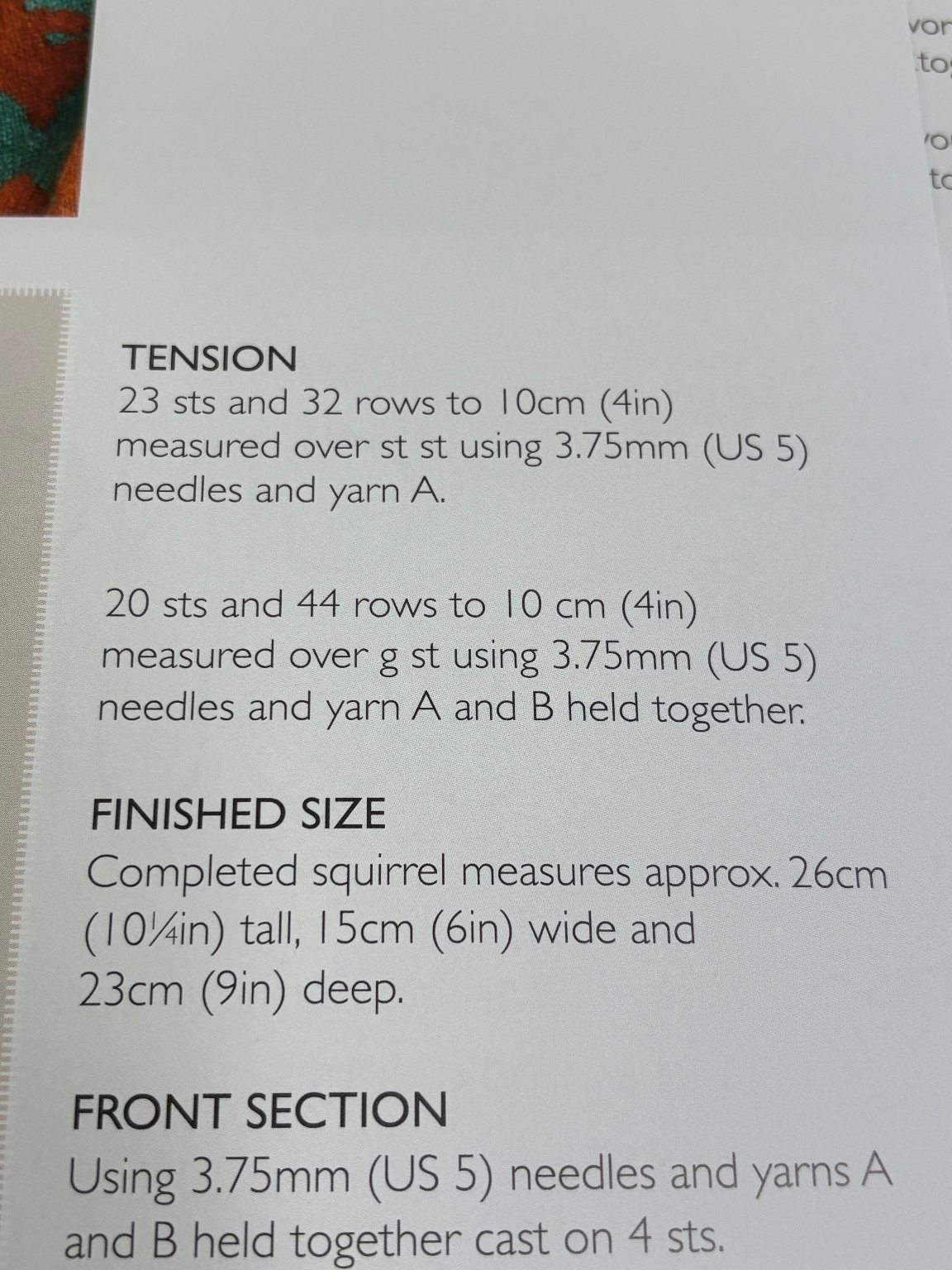 Ginger Squirrel Stuffed Animal Knitting Pattern Pages from Book