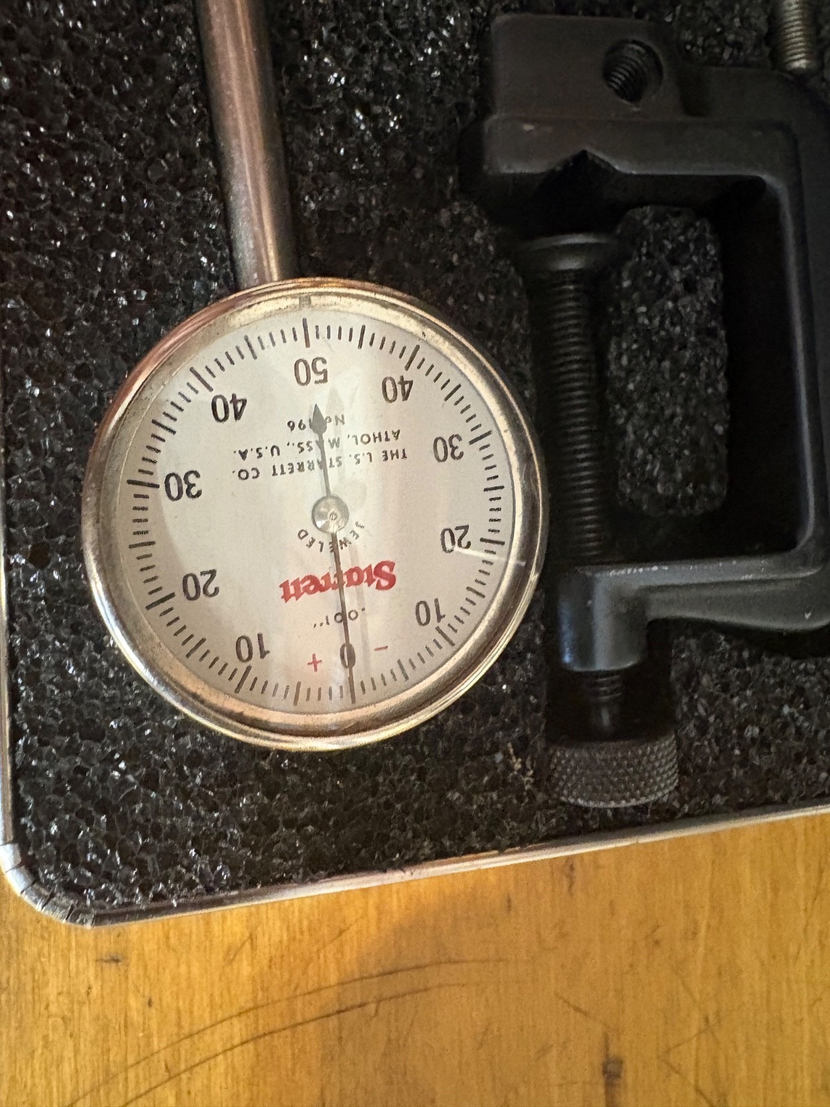 Starrett No. 196 Universal Dial Test Indicator .001" w/ Attachments & Case