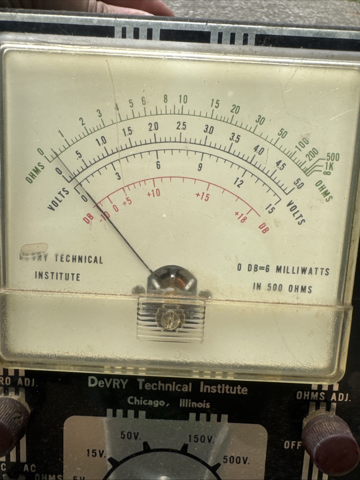 Vintage DeVry Technical Institute model 1S14 Multimeter Ohmmeter Voltmeter