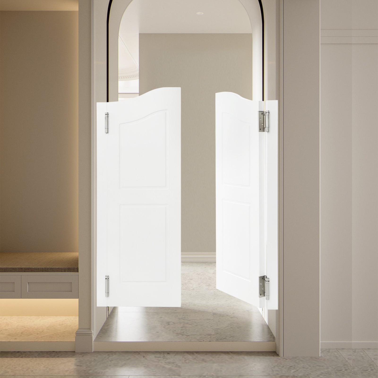 91x107cm Solid Wood Door Partition Door for Shop Entrance Partition White