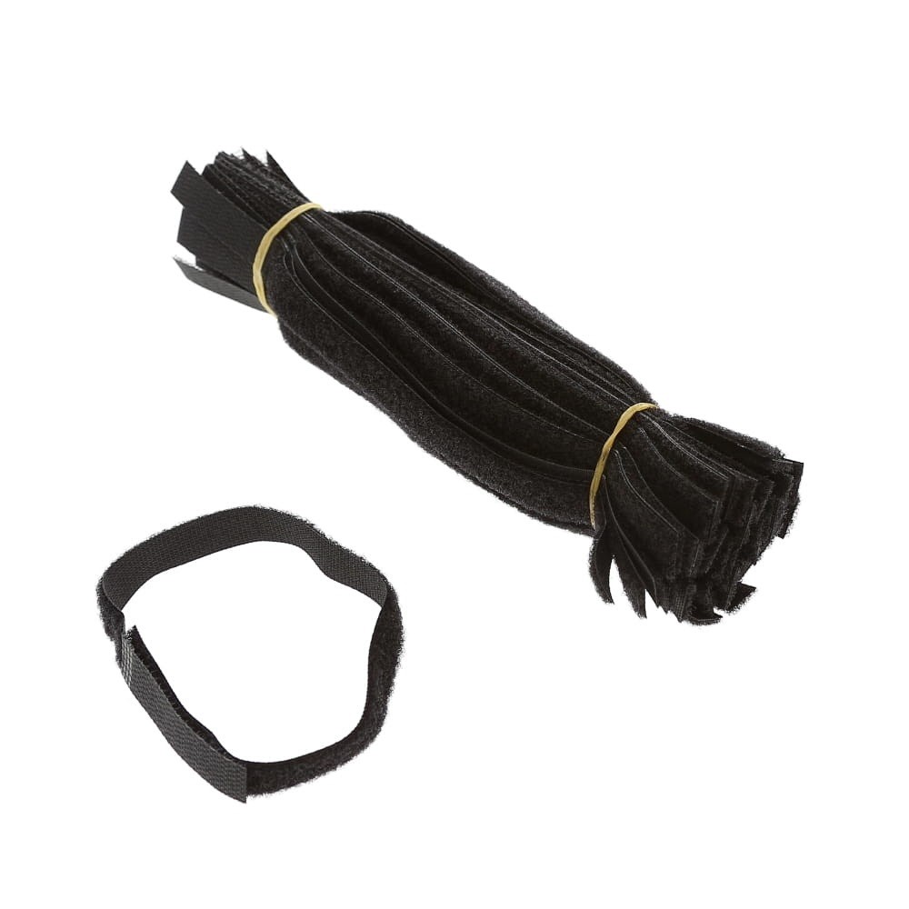 10 Pack of 9" Hook and Loop Strap 1/2" Width Black, 50pc Pack