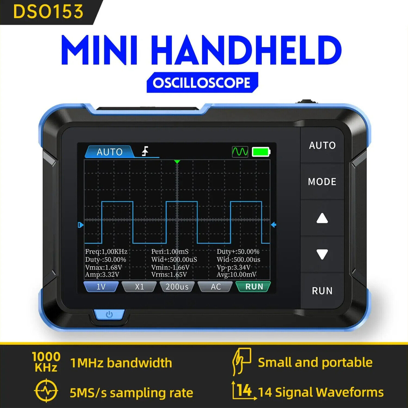 DSO153 Digital Portable 2 in1 Mini Oscilloscope Signal Generator 1MHz Bandwidth