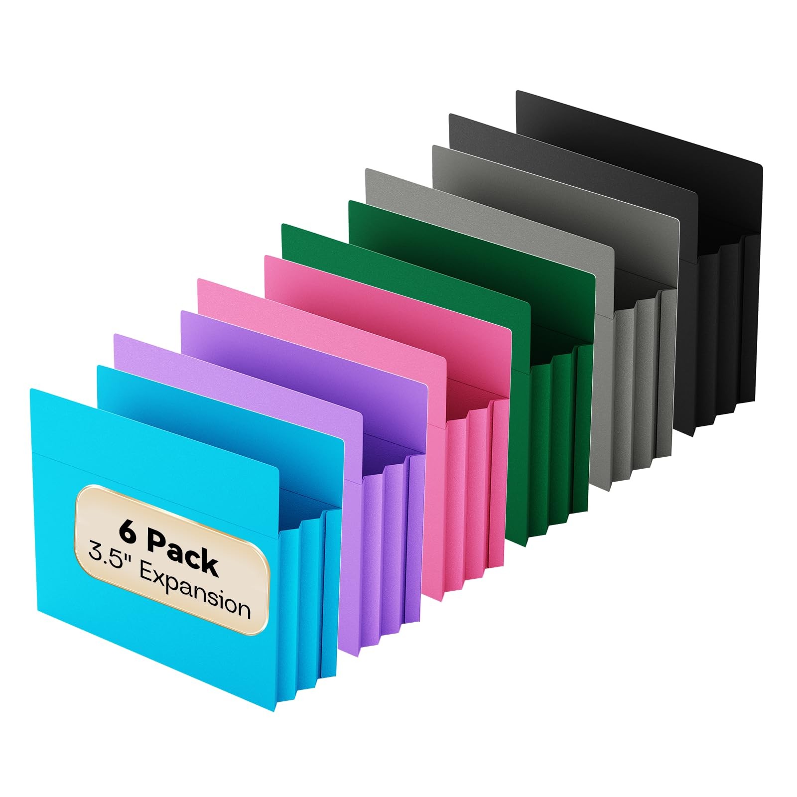NORDUN Plastic 3.5" Expanding File Pockets Extra Letter, Assorted Color
