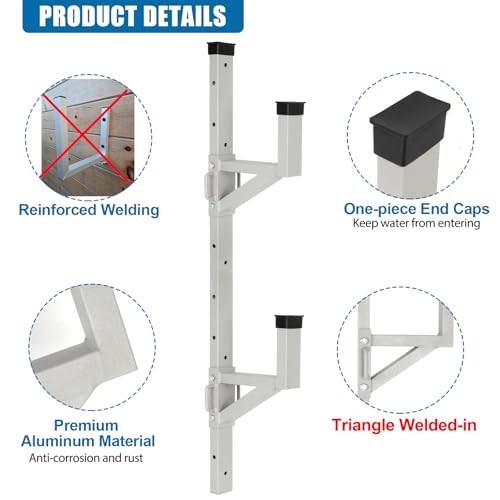 Aluminum Side Mount Trailer Ladder Rack, Lightweight Rustproof 2 Ladder