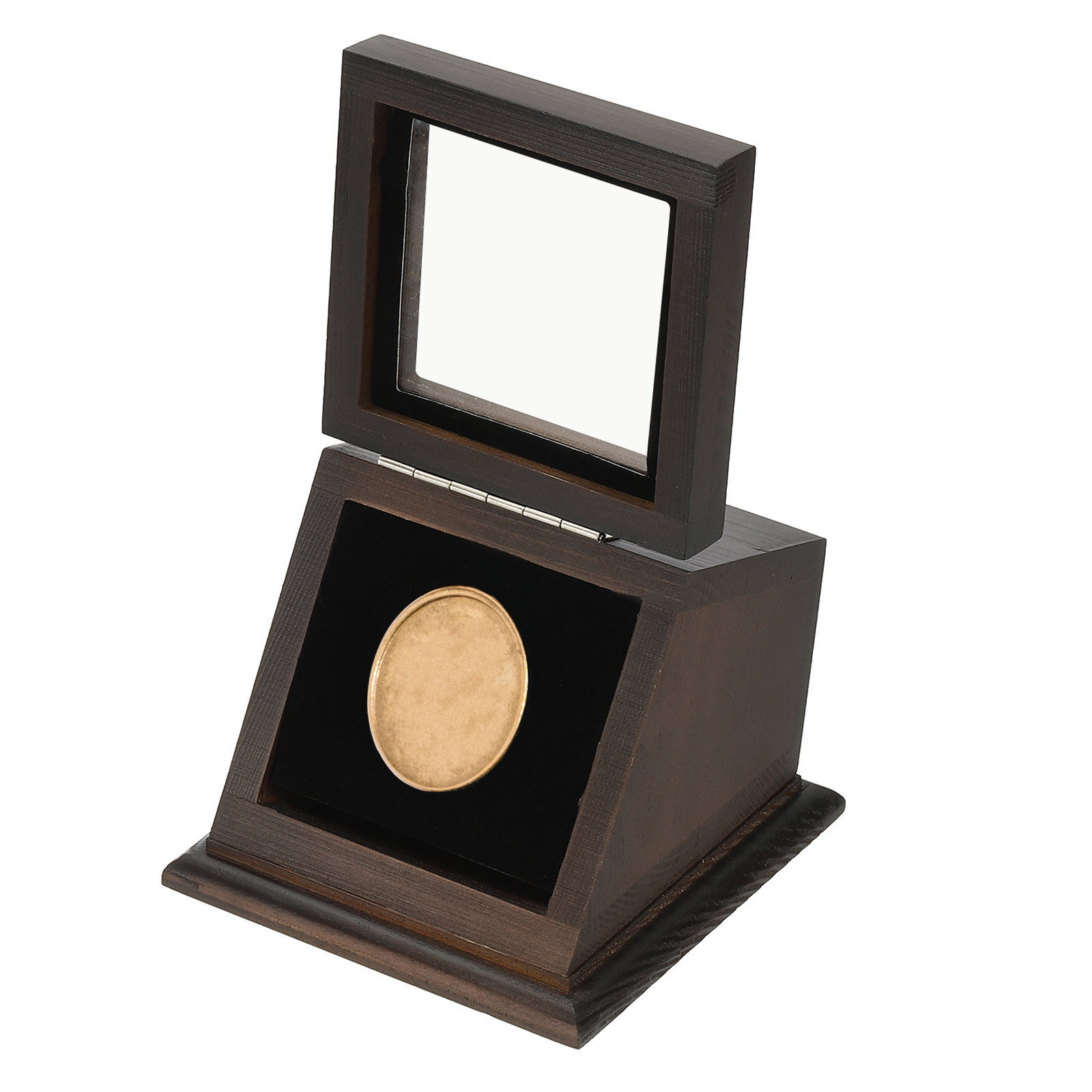 Coin Display Case 1 Slot Coin Presentation Display Box Fit 38-44.5mm Coin, Brown