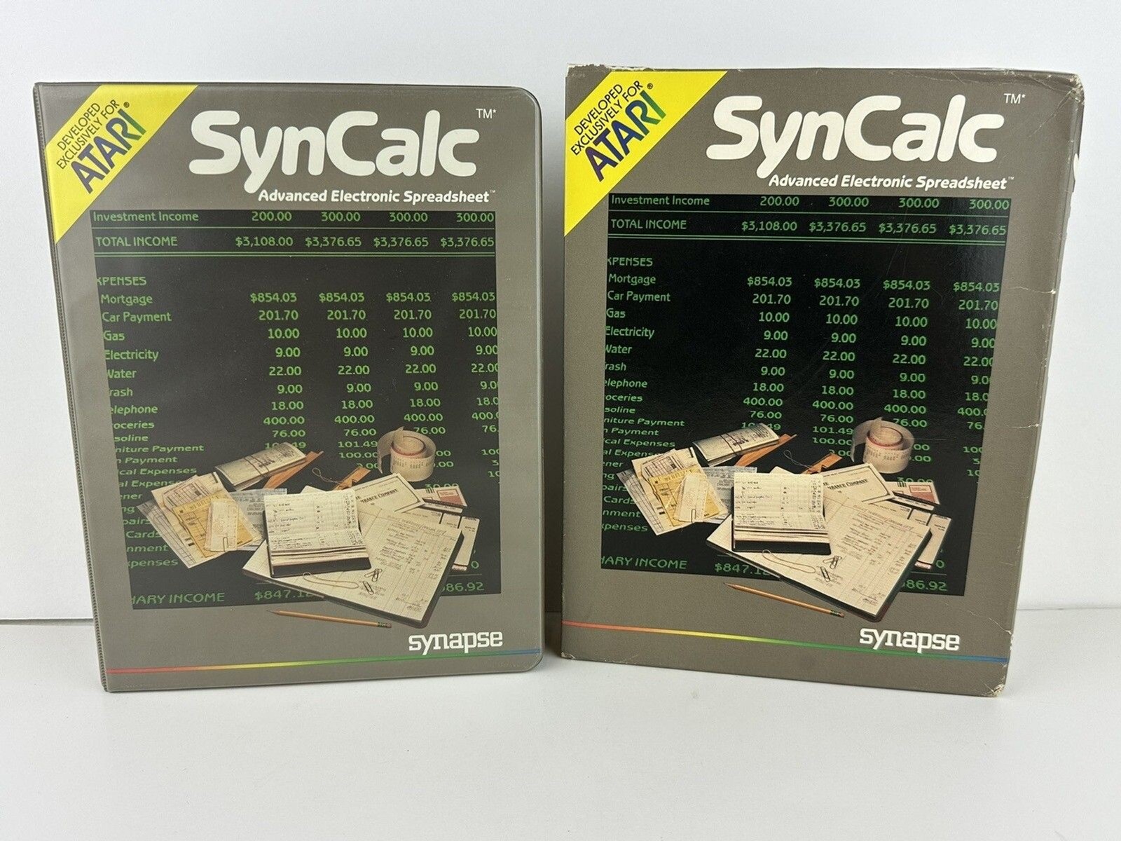 SYNAPSE SYNCALC FOR ATARI 1983 SPREADSHEET SOFTWARE + MANUAL