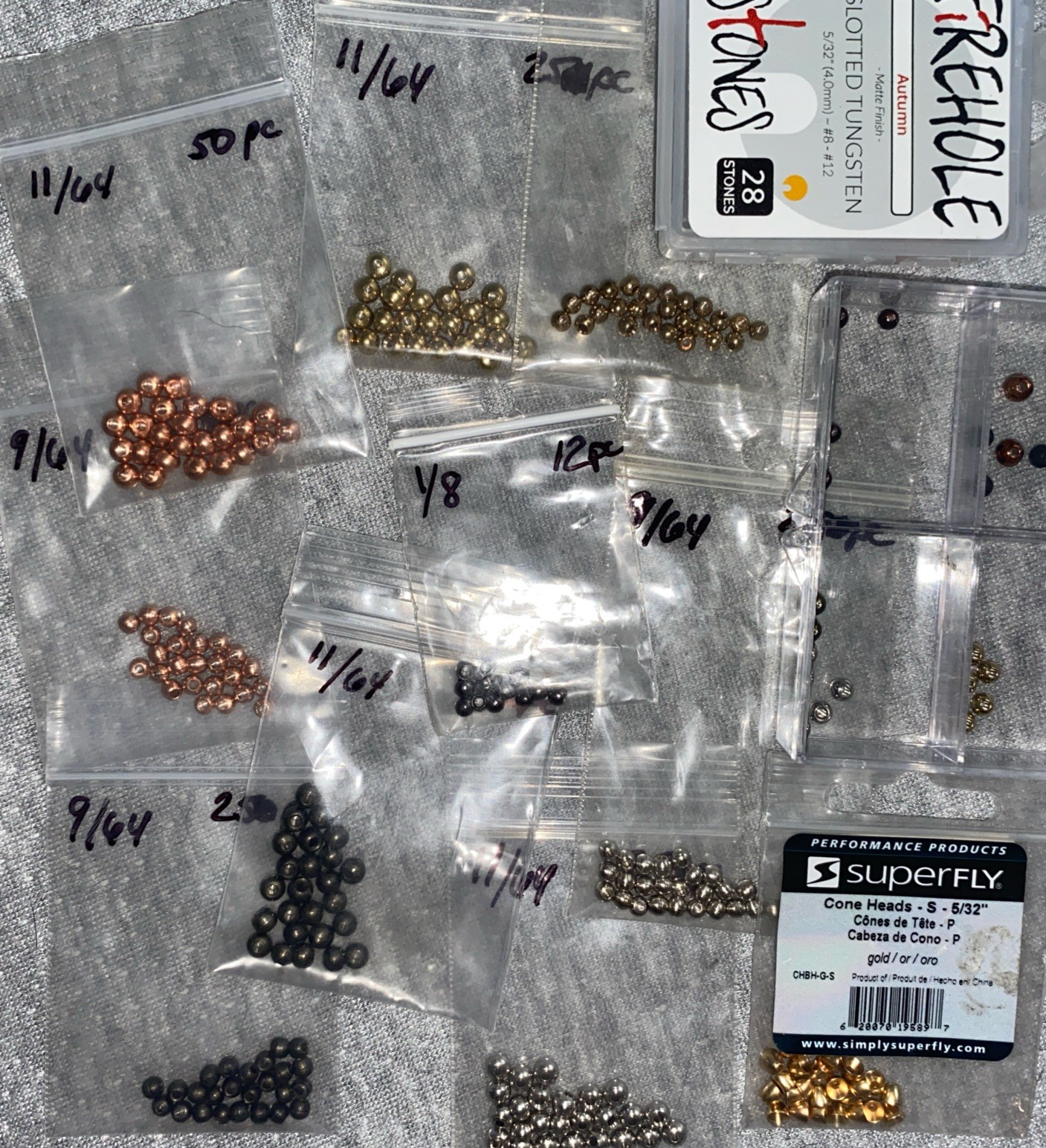 275pc Tungsten/Brass Bead & Conehead Assortment