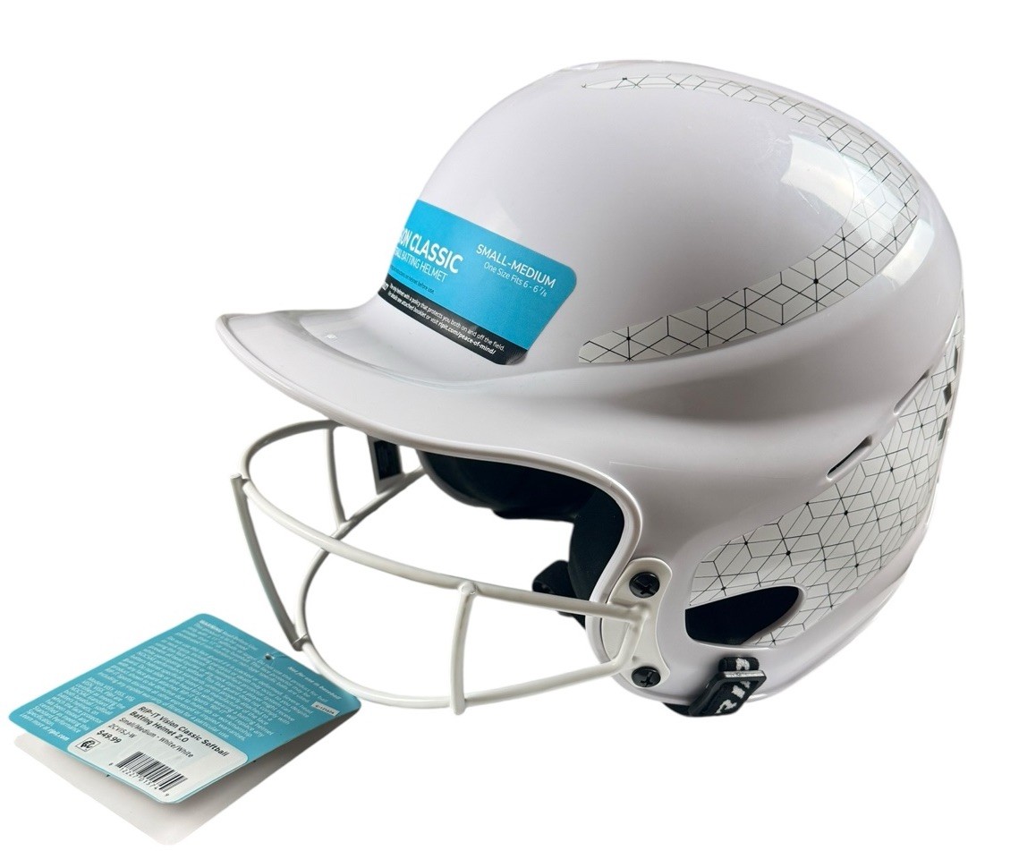RIP-IT Vision Classic 2.0 Softball Helmet S/M White w/ Face Guard NWT
