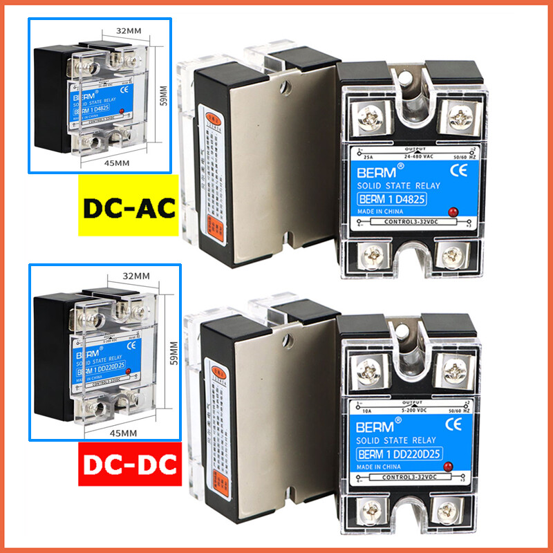 SSR Single Phase Solid State Relay 10A - 100A DC-AC DC-DC 3-32 VDC / 5-200 VDC