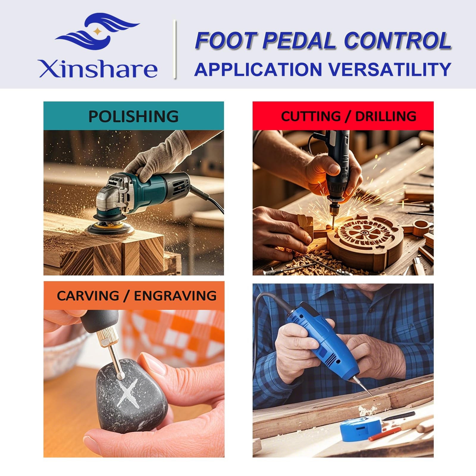 Foot Pedal Control Power Switch for Rotary Tools, Variable Speed North American
