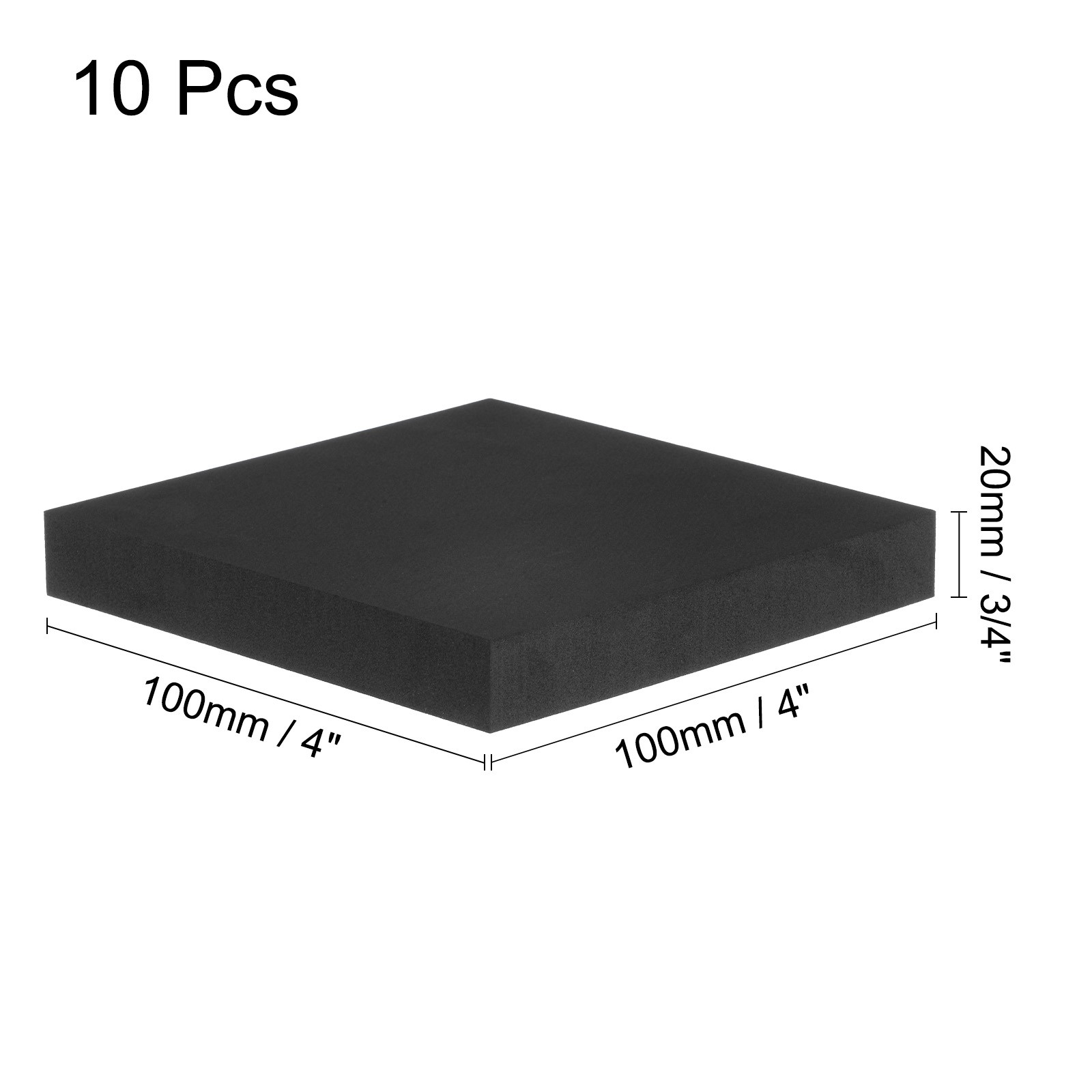 10pcs Adhesive Foam Padding Sheets 3/4" Thick x 4" Long Square EVA Foam Sheet