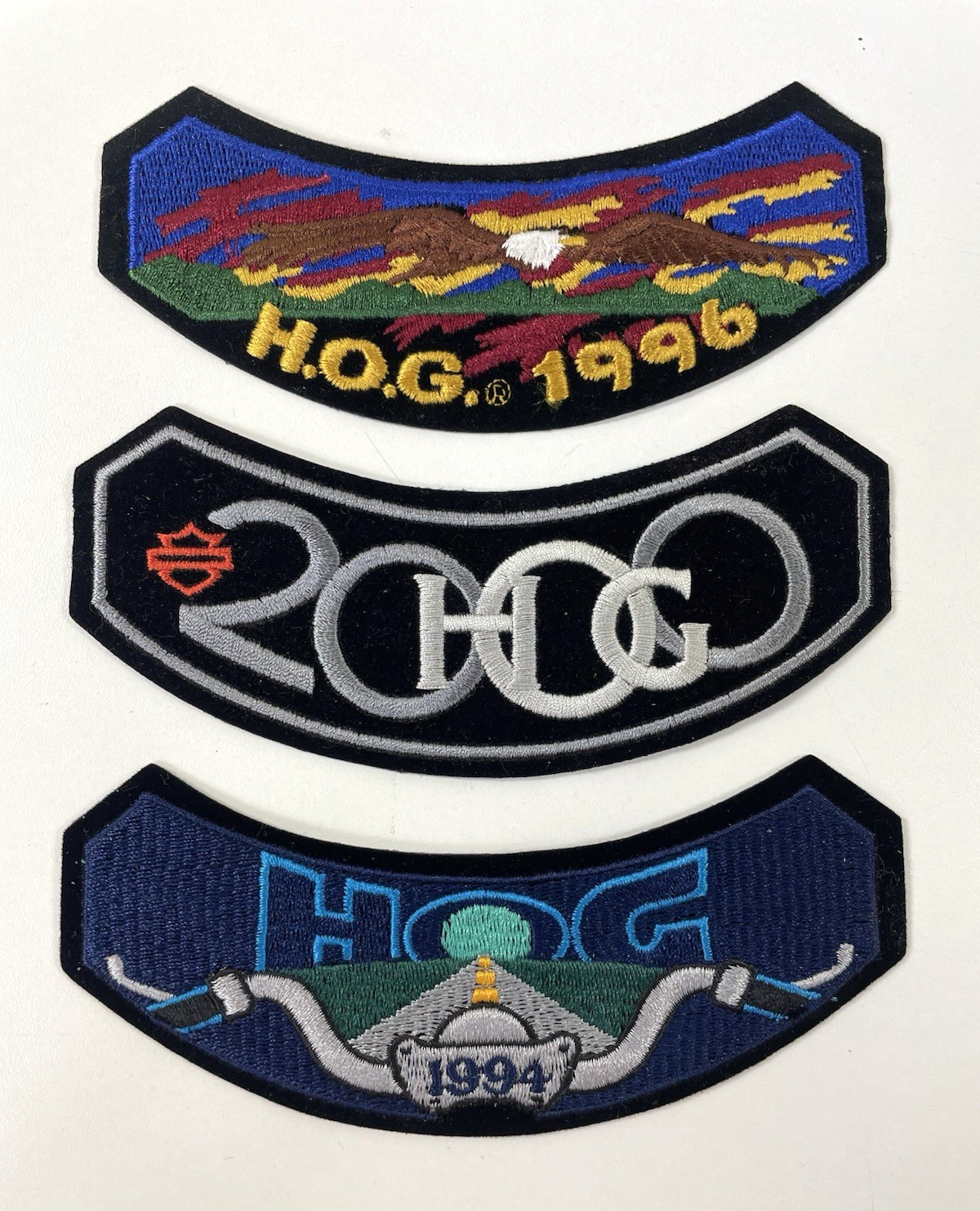 Lot of 3 Harley Davidson H.O.G. Vest & Jacket Patches 1994 1996 2000