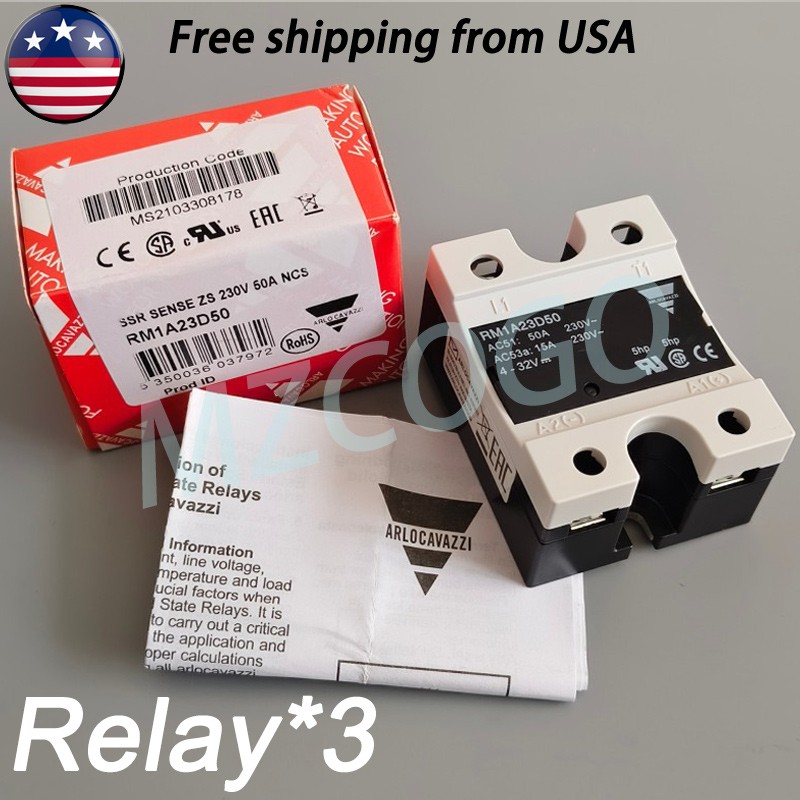 3PCS Solid State Relay For Carlo Gavazzi RM1A23D50 3-32V Single Phase 50A 230V