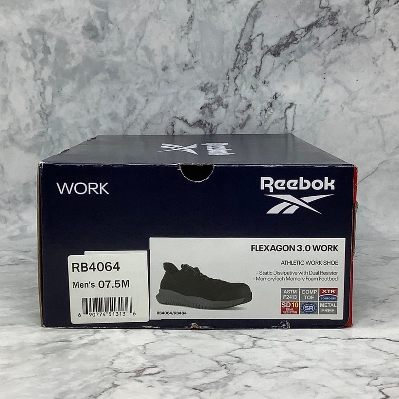 Reebok Mens 7.5 M Black Flexagon 3.0 Athletic Work Shoes Composite Toe P2-33